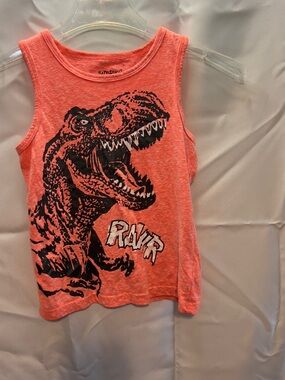 Gymboree Coral Tank Top with Black T-Rex Graphic